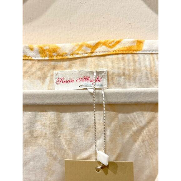 Susan Albright Bell Sleeve Printed Mini Dress Yellow / White Women's Size Large - Picture 3 of 3
